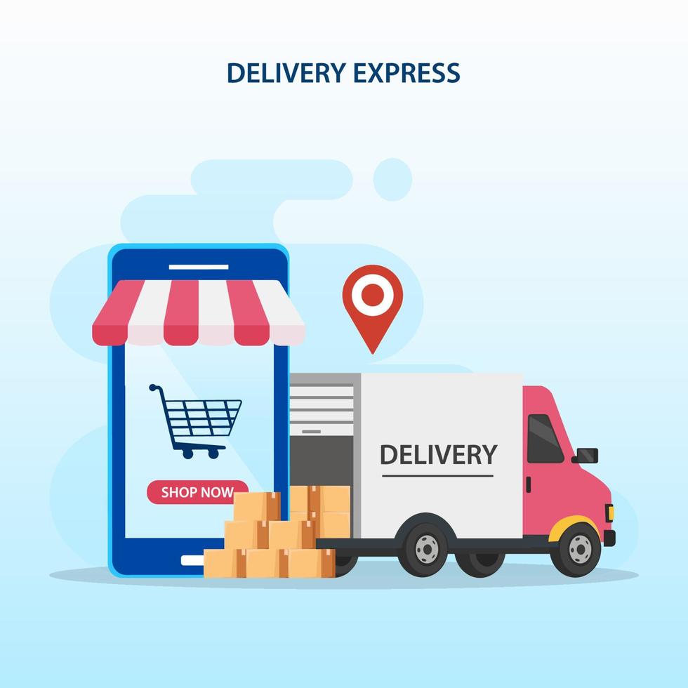 Online shopping delivery landing page website illustration flat vector template