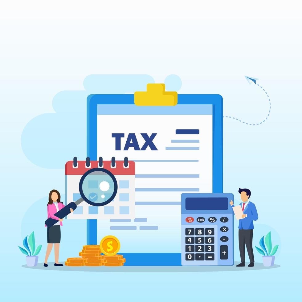 Online Tax Payment, pay season, tax time Concept. Flat vector template style Suitable for Web Landing Pages.