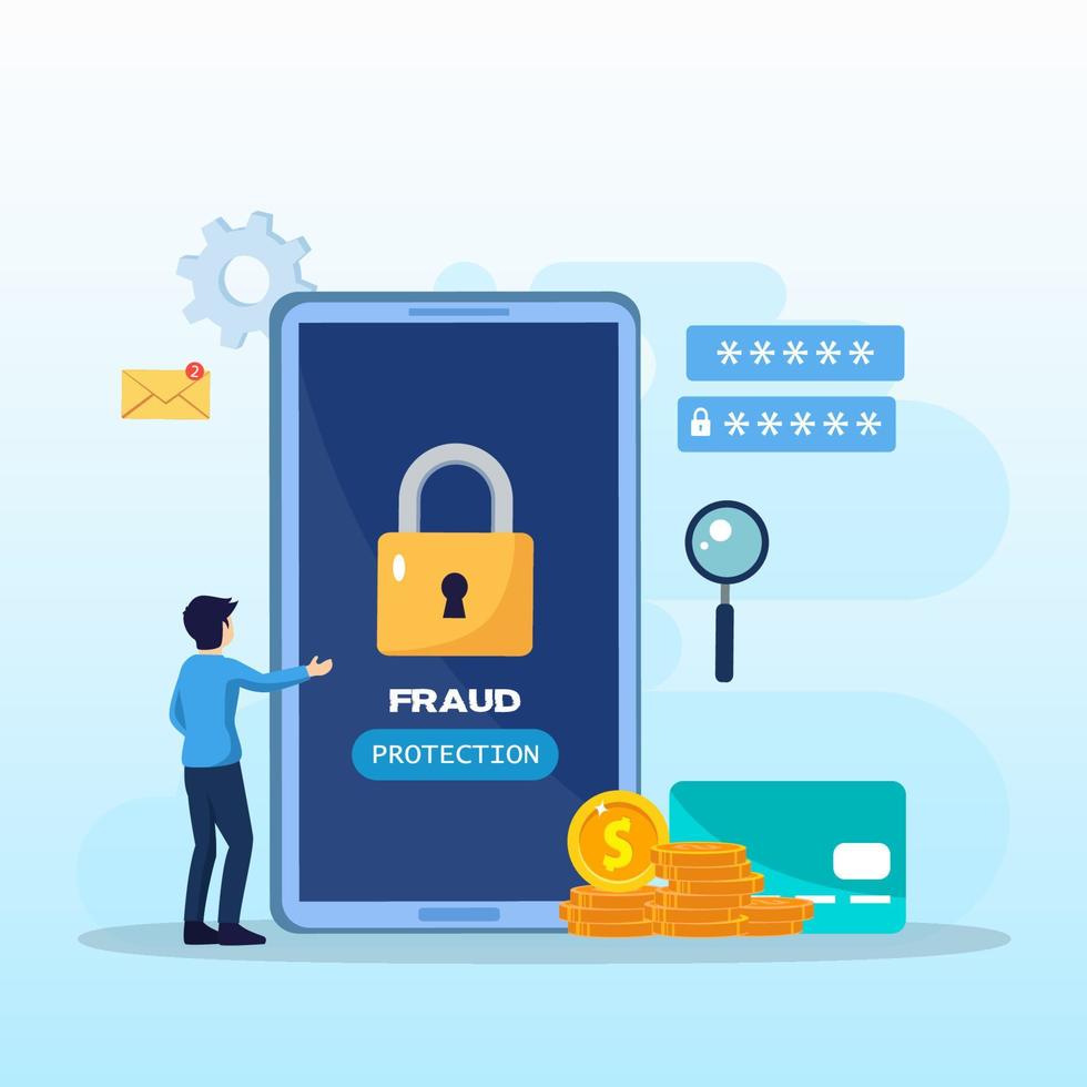 Vector concept of fraud alert, hacker attack and web security