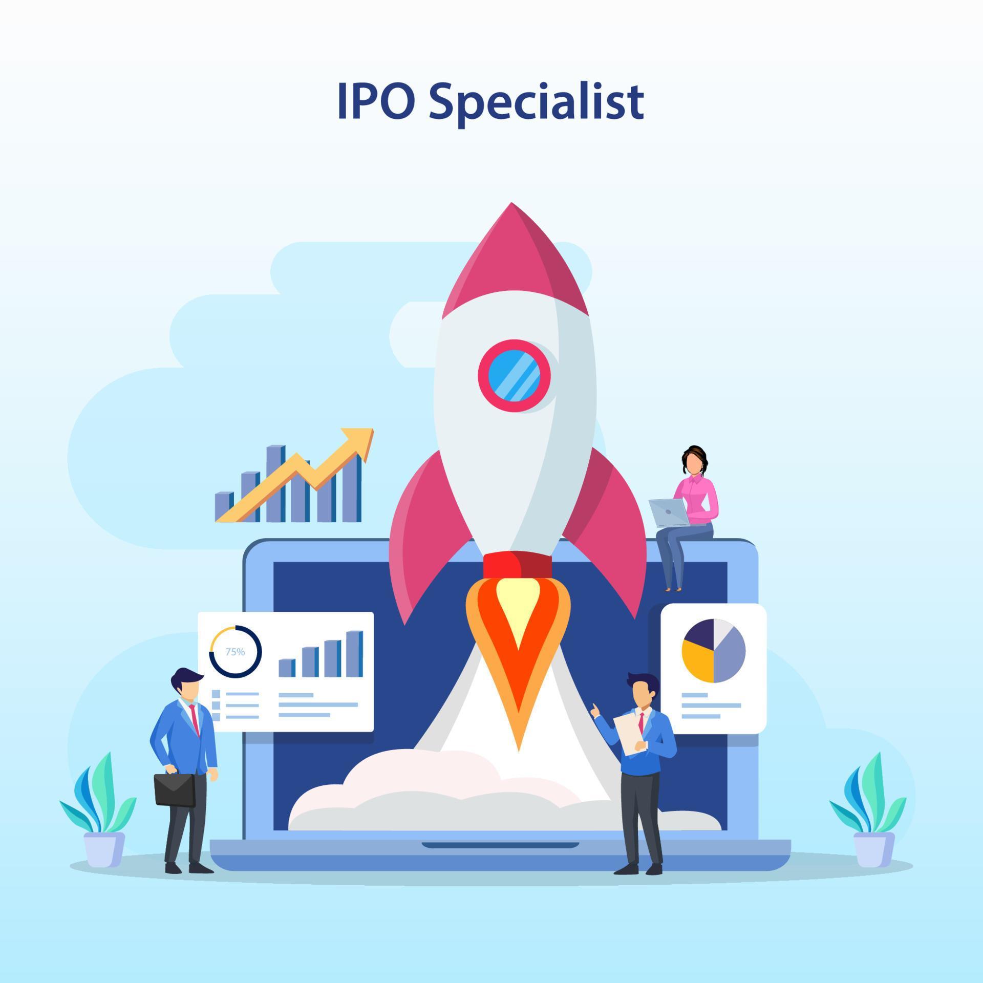 IPO Initial Public Offering Concept. Stock Market Shares Vector ...