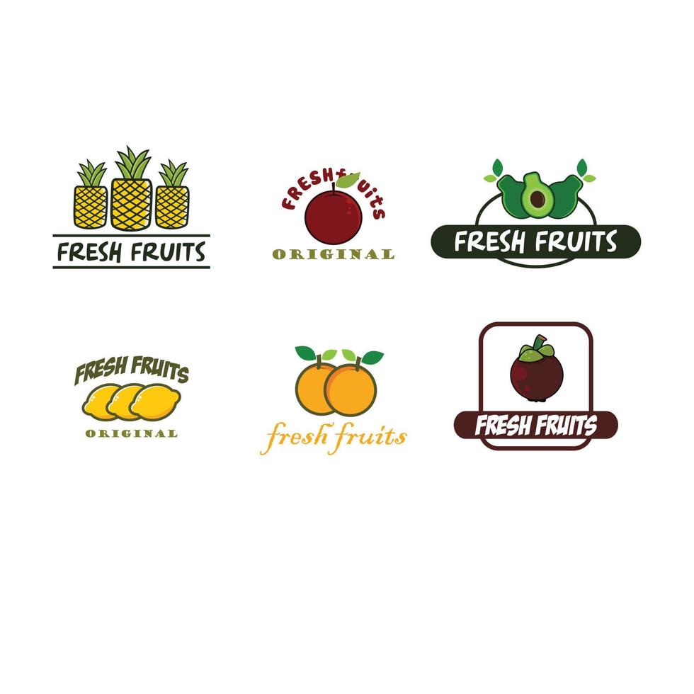 fresh fruit logo set vector