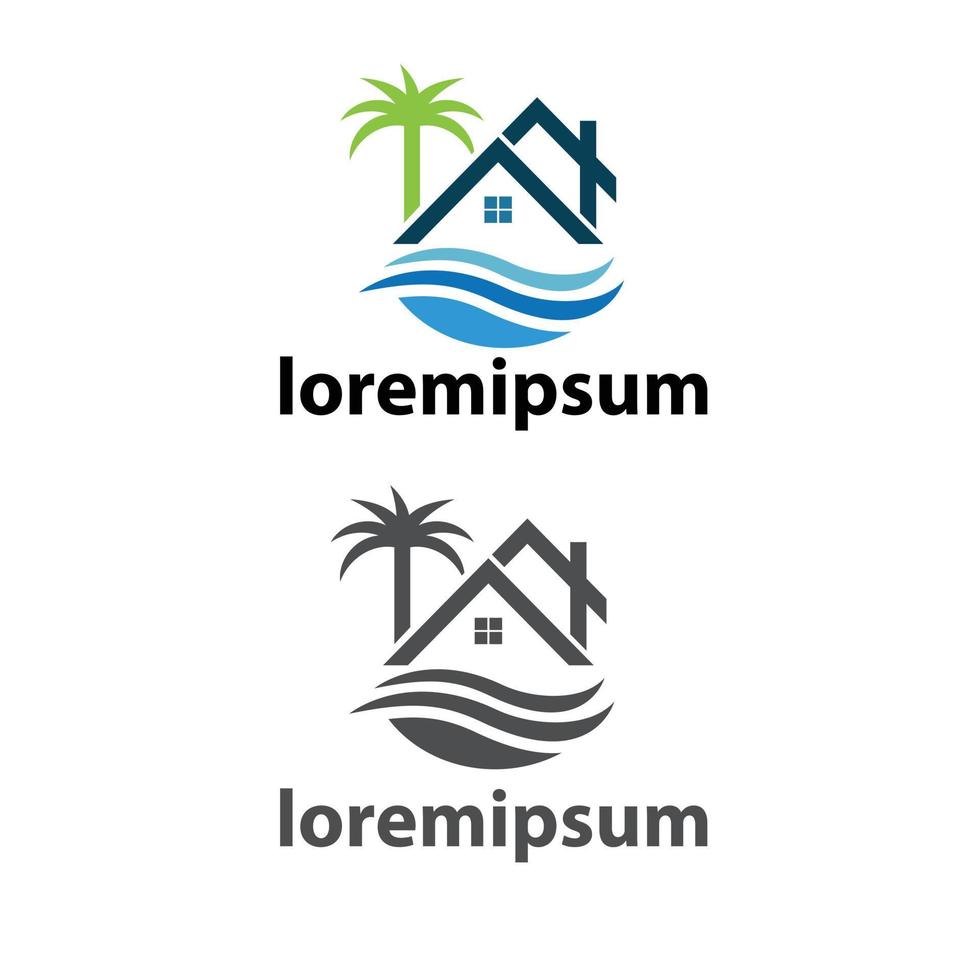 beach house logo illustration vector