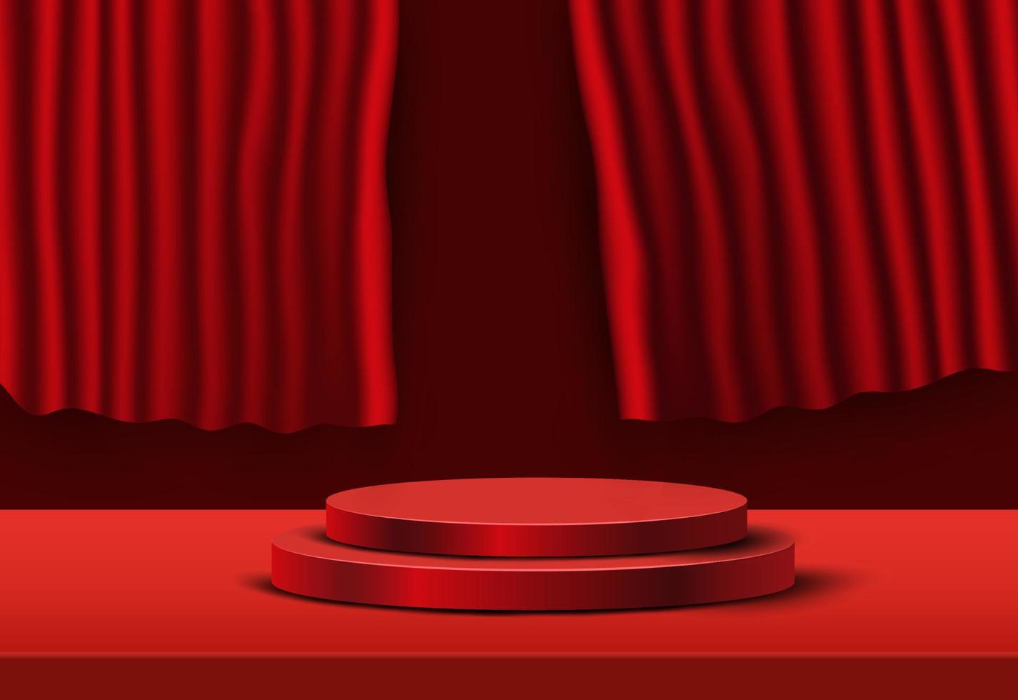 formas de círculo de podio premium en el fondo de la cortina. vector