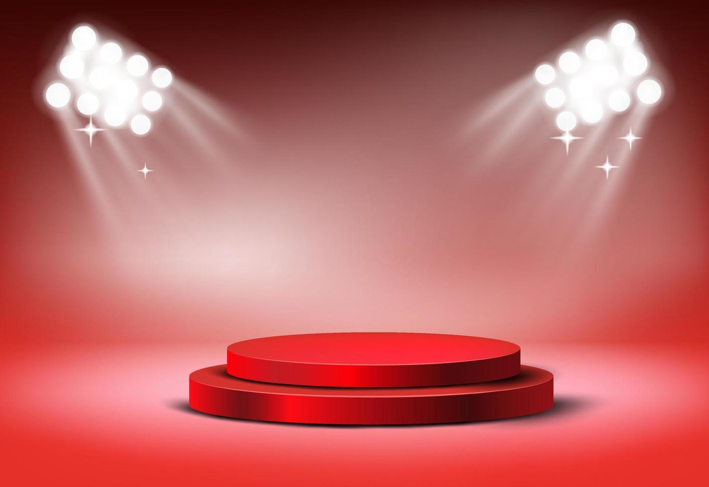 Premium podium circle shapes on spotlight background. vector