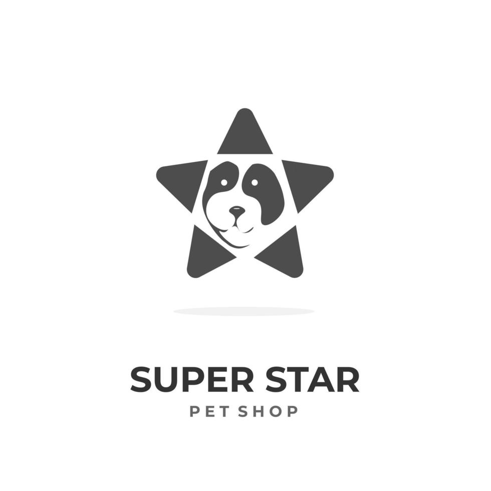 logotipo de ilustración de super estrella de tienda de mascotas vector