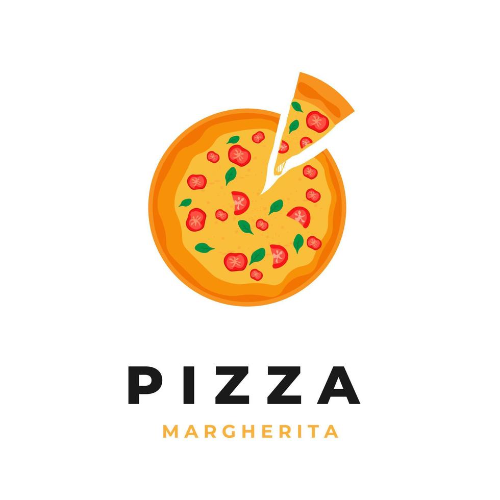 Vector illustration of cut out pizza margherita