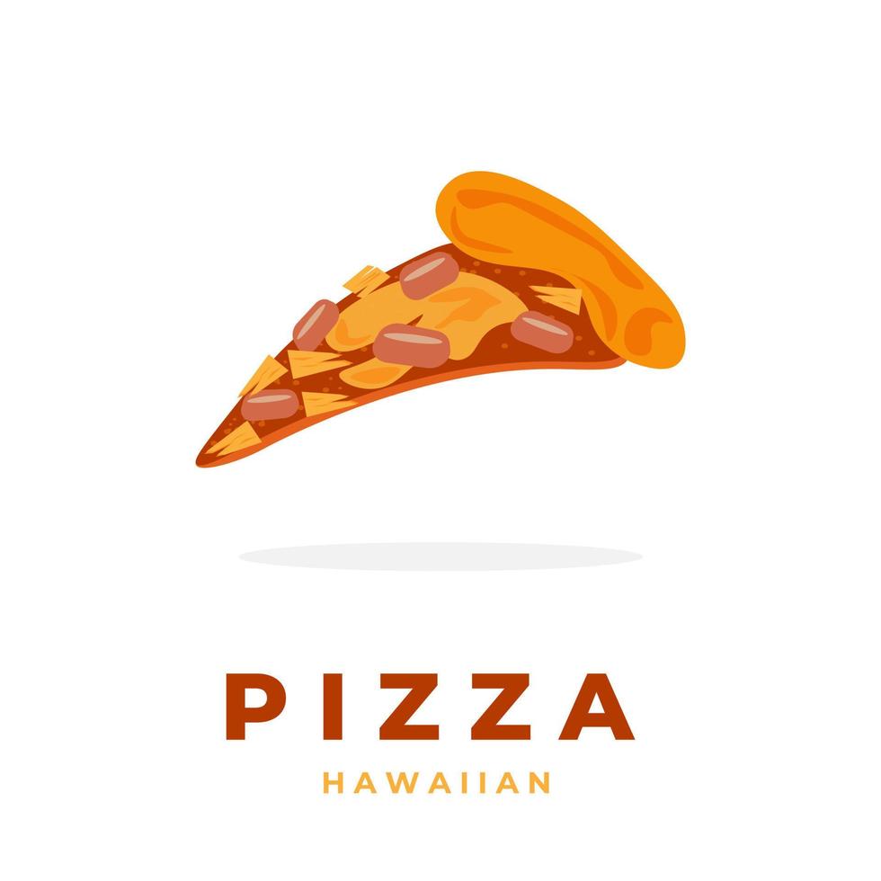 Vector illustration of one slice of hawaiian pizza