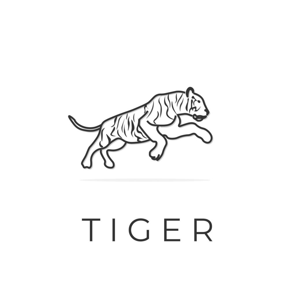 logotipo de ilustración de vector de tigre blanco y negro