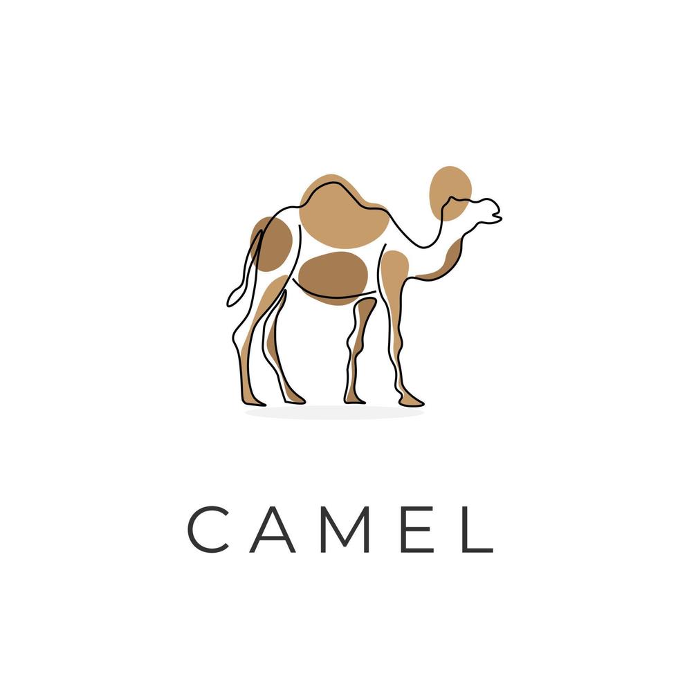 logotipo de ilustración de arte de línea de camello con patrón de color marrón vector