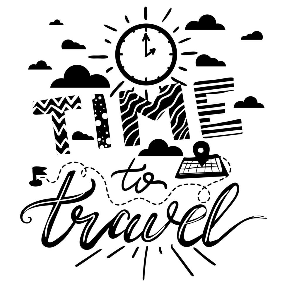 Time To Travel Lettering vector