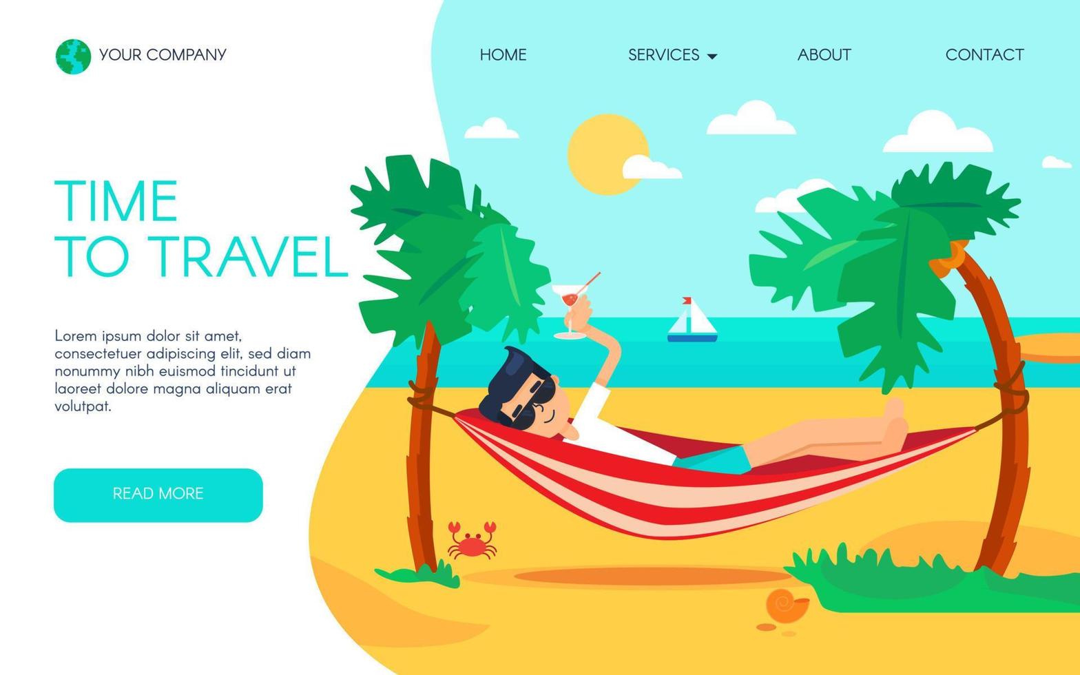 Travel agency website homepage template vector