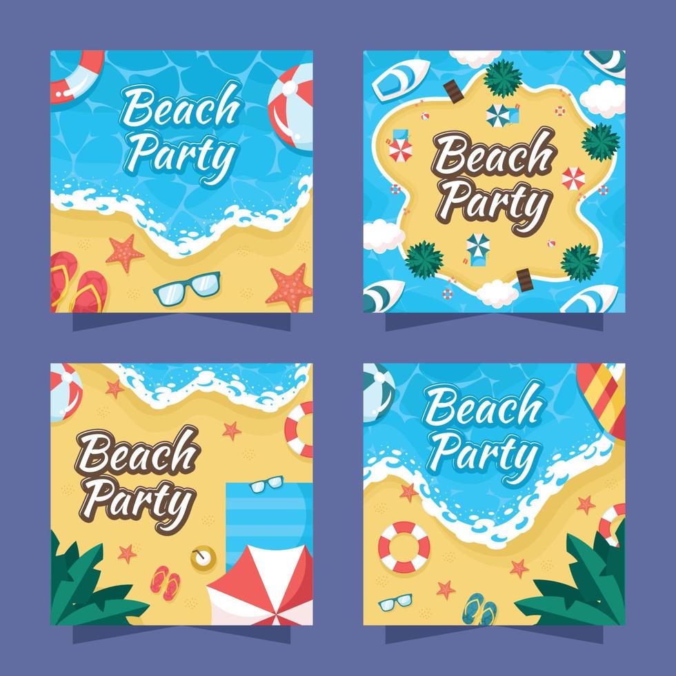 Beach Party Social Media Template vector