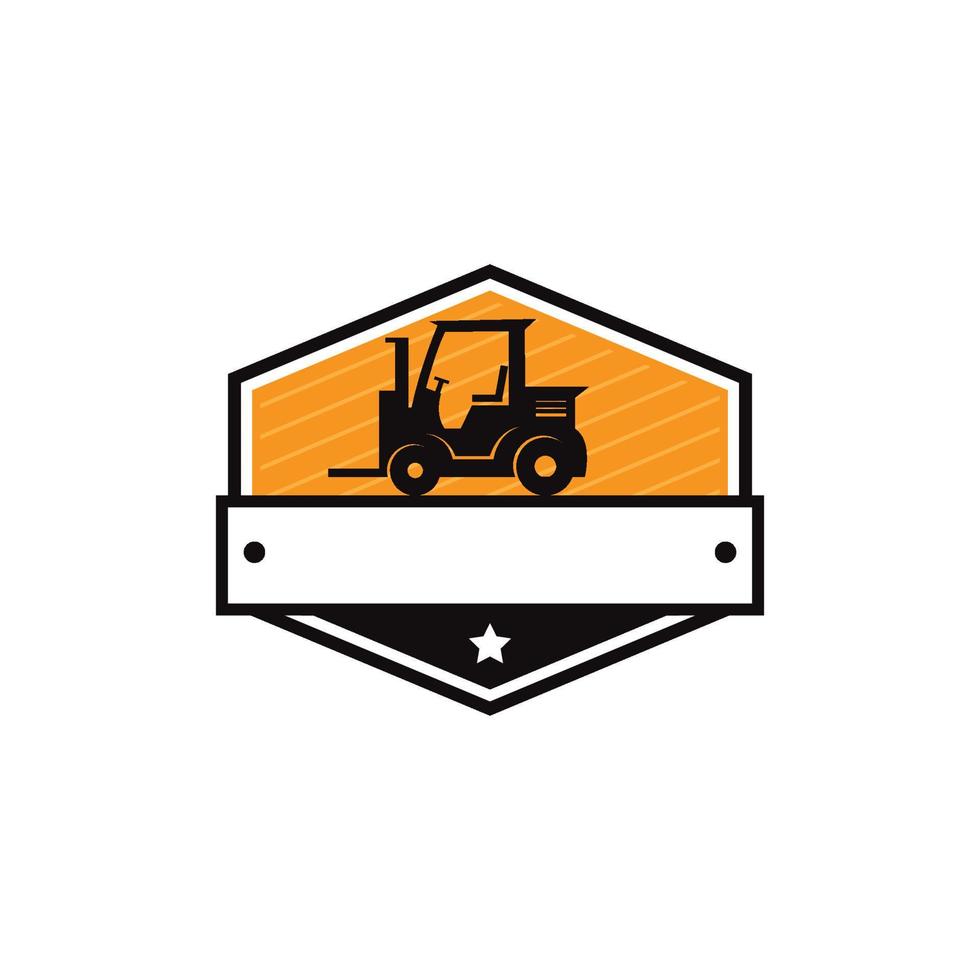 black forklift logo with emblem style vector