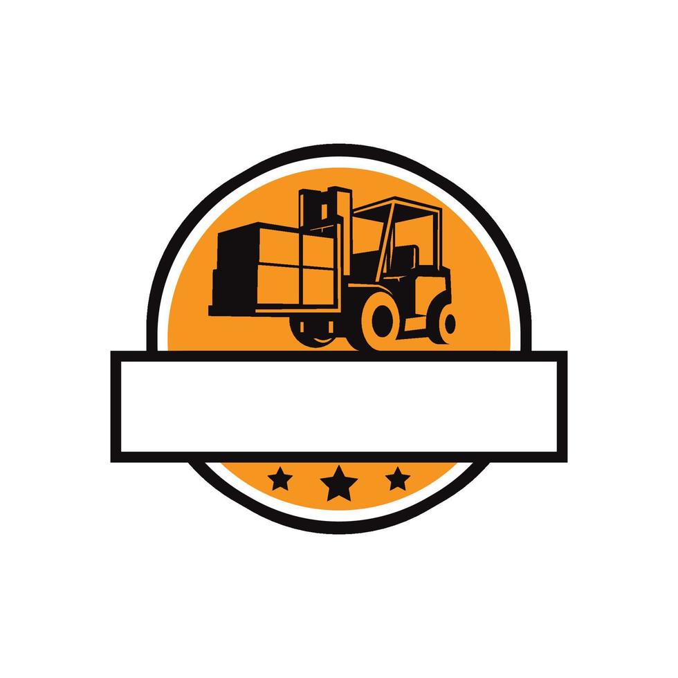 black forklift logo with emblem style vector