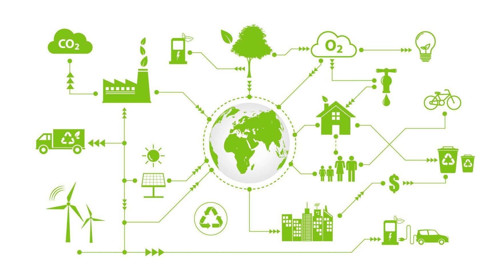 Infographic for eco freindly and sustainable development concept, vector illustration