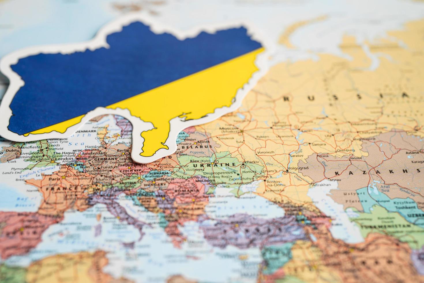 Bangkok, Thailand - February 1, 2022 Ukraine on world map background. photo
