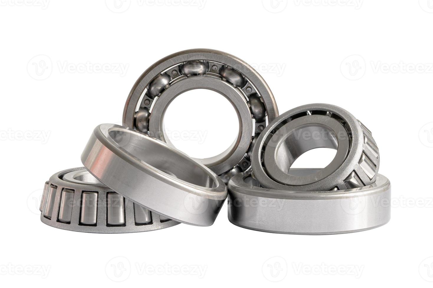 Ball bearing stainless metal roller for machine industrial, angular contact isolated on white background with clipping path. photo