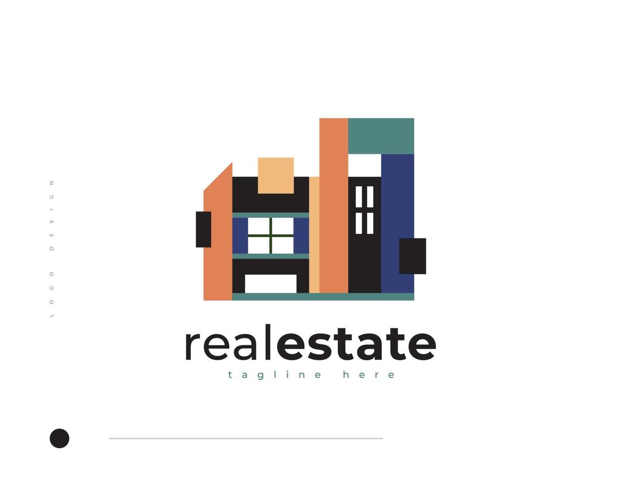 Modern and Minimalist Real Estate Logo Design. Abstract House Logo for Architecture or Construction Industry Brand Identity. Building Icon vector