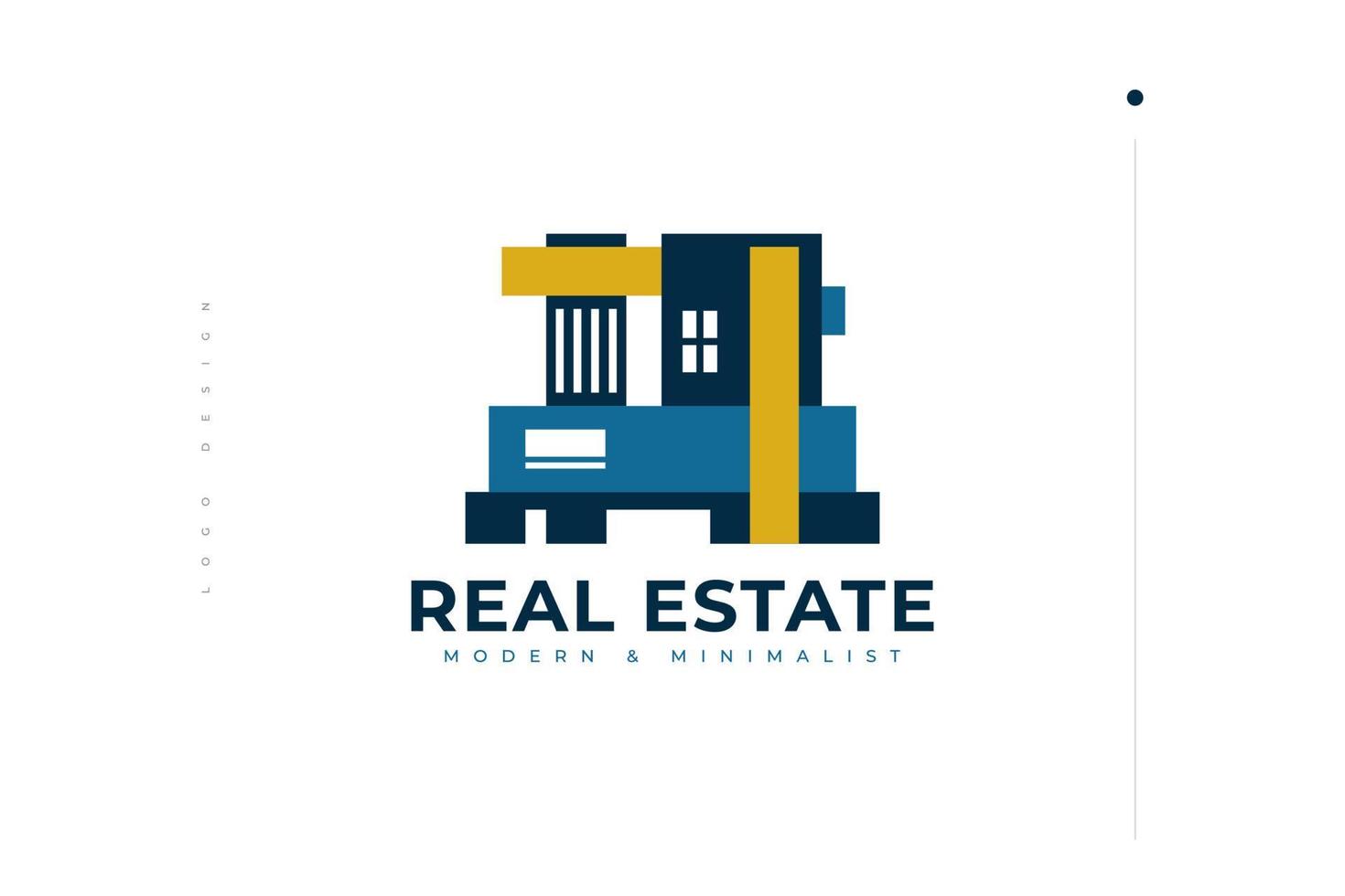 Modern Real Estate Logo Design in Blue and Yellow. Abstract House Logo Illustration for Architecture and Construction Industry Brand Identity vector