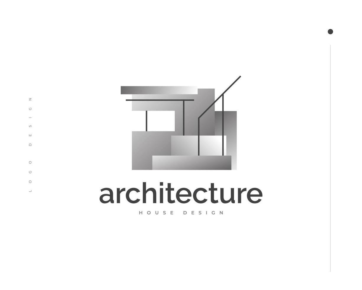 diseño de logotipo de casa moderno y futurista. ilustración del logotipo de la casa en blanco y negro. diseño de logotipo de edificio abstracto para bienes raíces para identidad de marca comercial de arquitectura vector