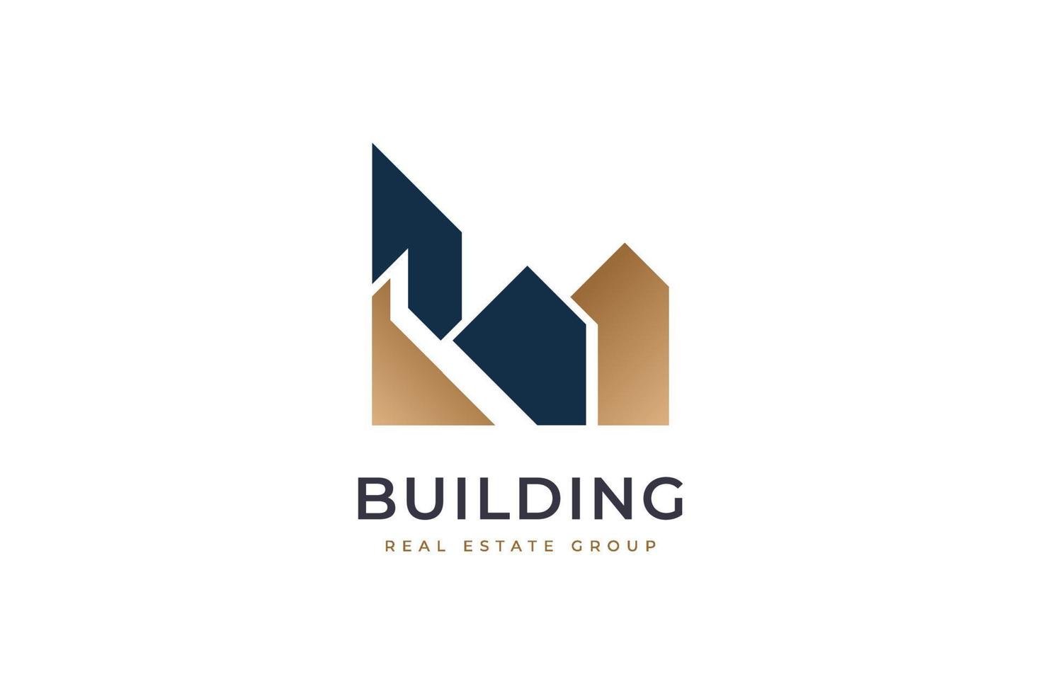 Elegant Blue and Gold Real Estate Logo Design. Minimalist Building Logo ...