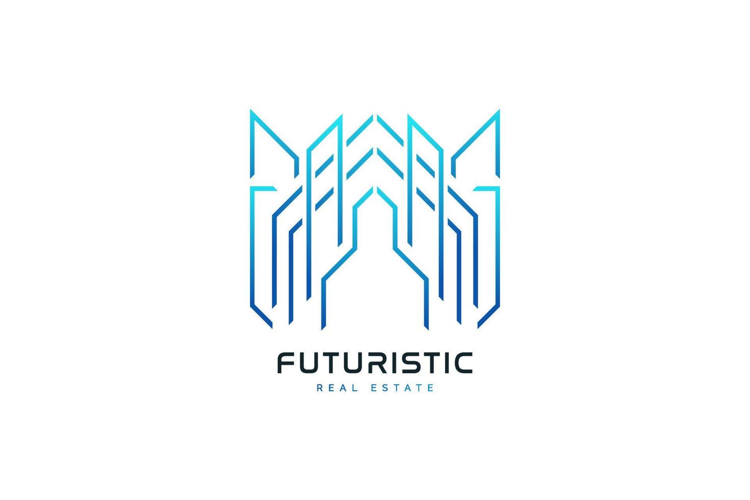 Modern and Futuristic Real Estate Logo Design with Line Style. Architecture or Construction Industry Brand Identity vector