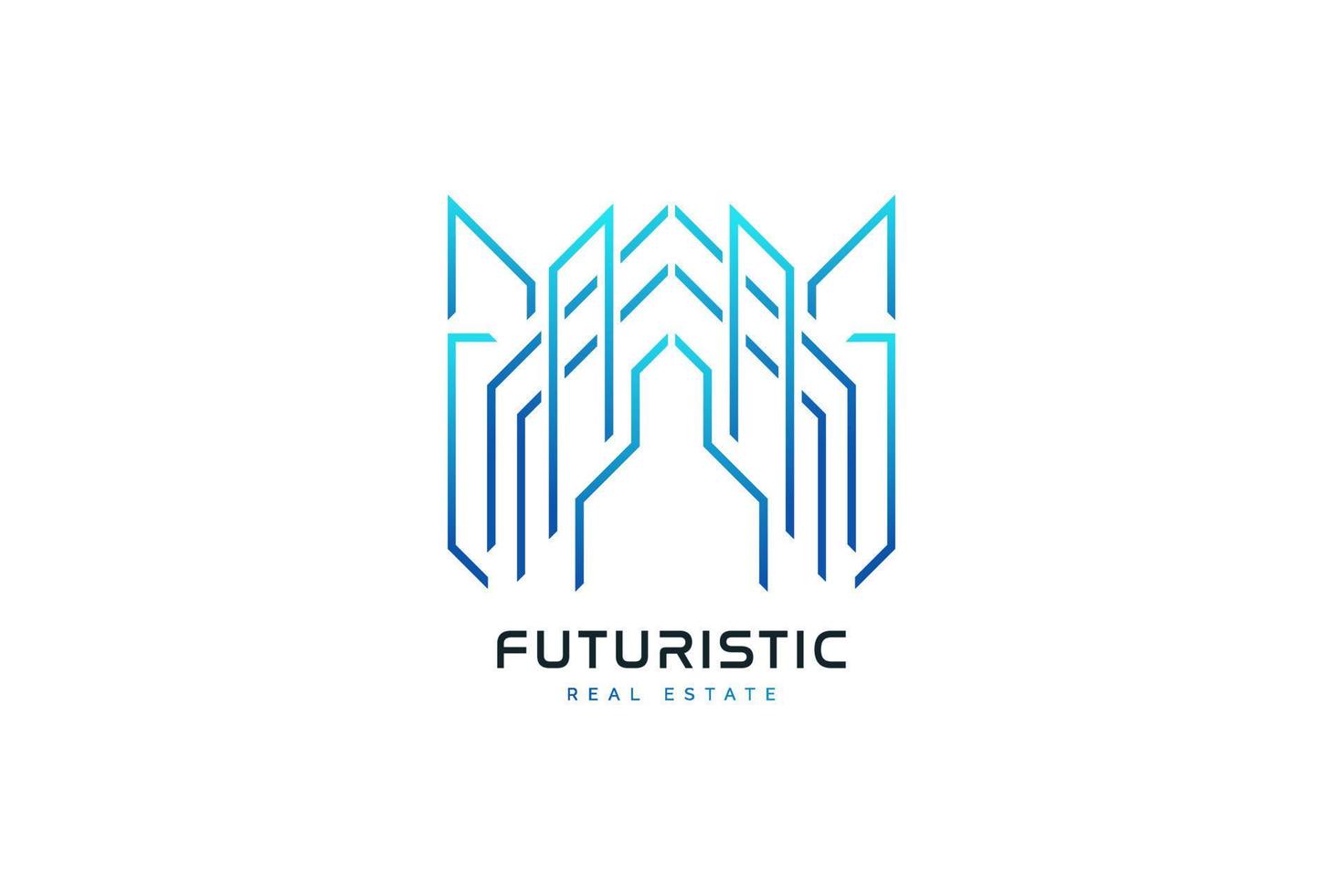 diseño de logotipo inmobiliario moderno y futurista con estilo de línea. identidad de marca de la industria de la arquitectura o la construcción vector