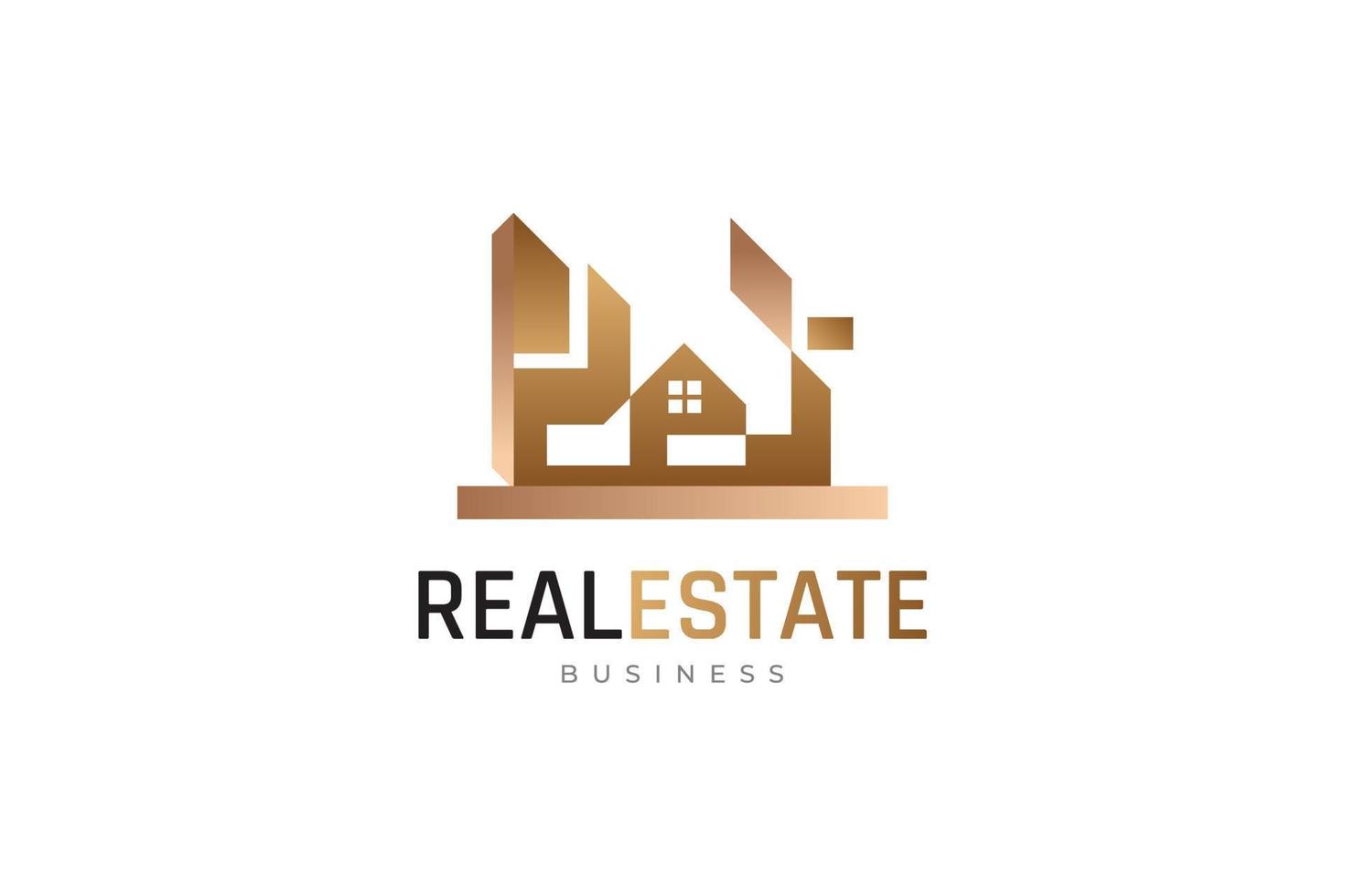 Luxury Real Estate Logo Design. Gold Architecture, Building and Construction for Real Estate Industry Identity vector