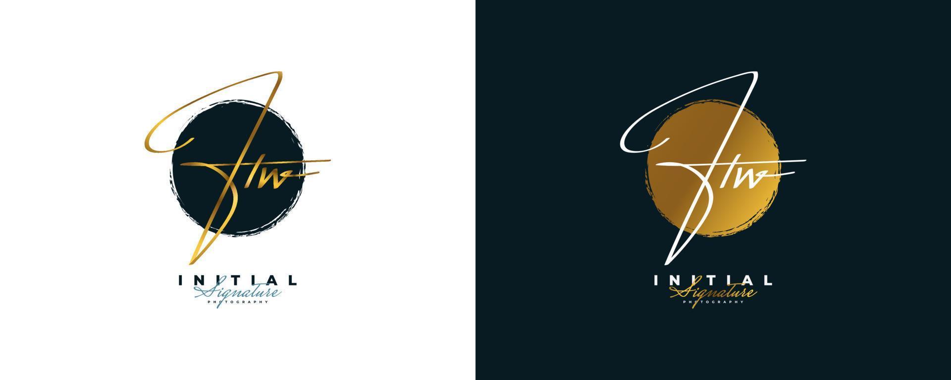 HW Initial Signature Logo Design in Gold Handwriting Style. Initial H and W Logo Design for Wedding, Fashion, Jewelry, Boutique and Business Brand Identity vector