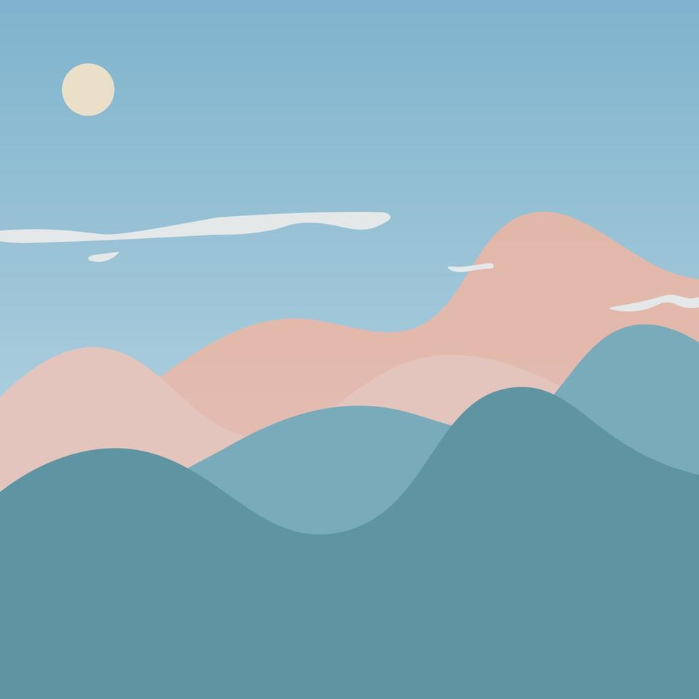 Abstract Background of Blue Mountain Landscape in Flat Illustration vector