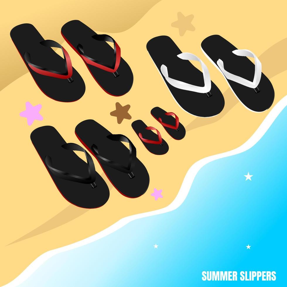 zapatillas con cuatro secciones. Perfecto para interiores o para el verano. vector