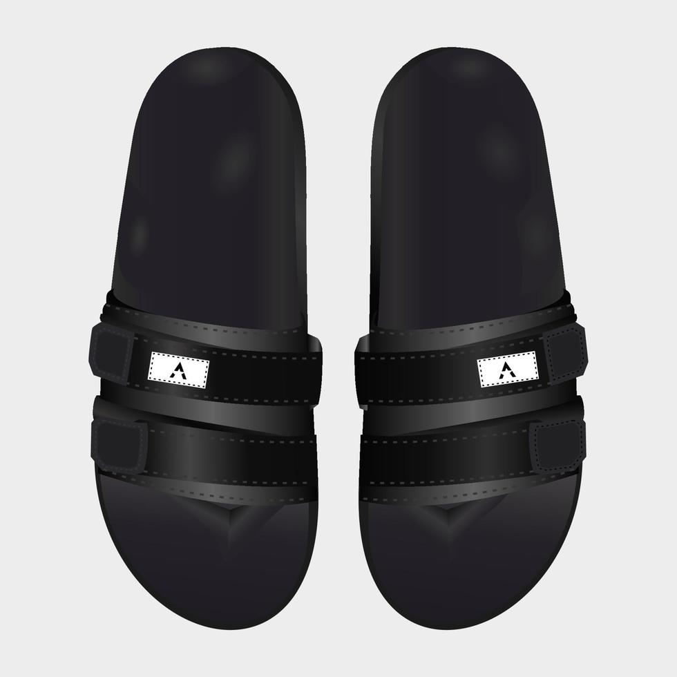 zapatillas en color negro. adecuado para interiores o para vacaciones, moda. vector