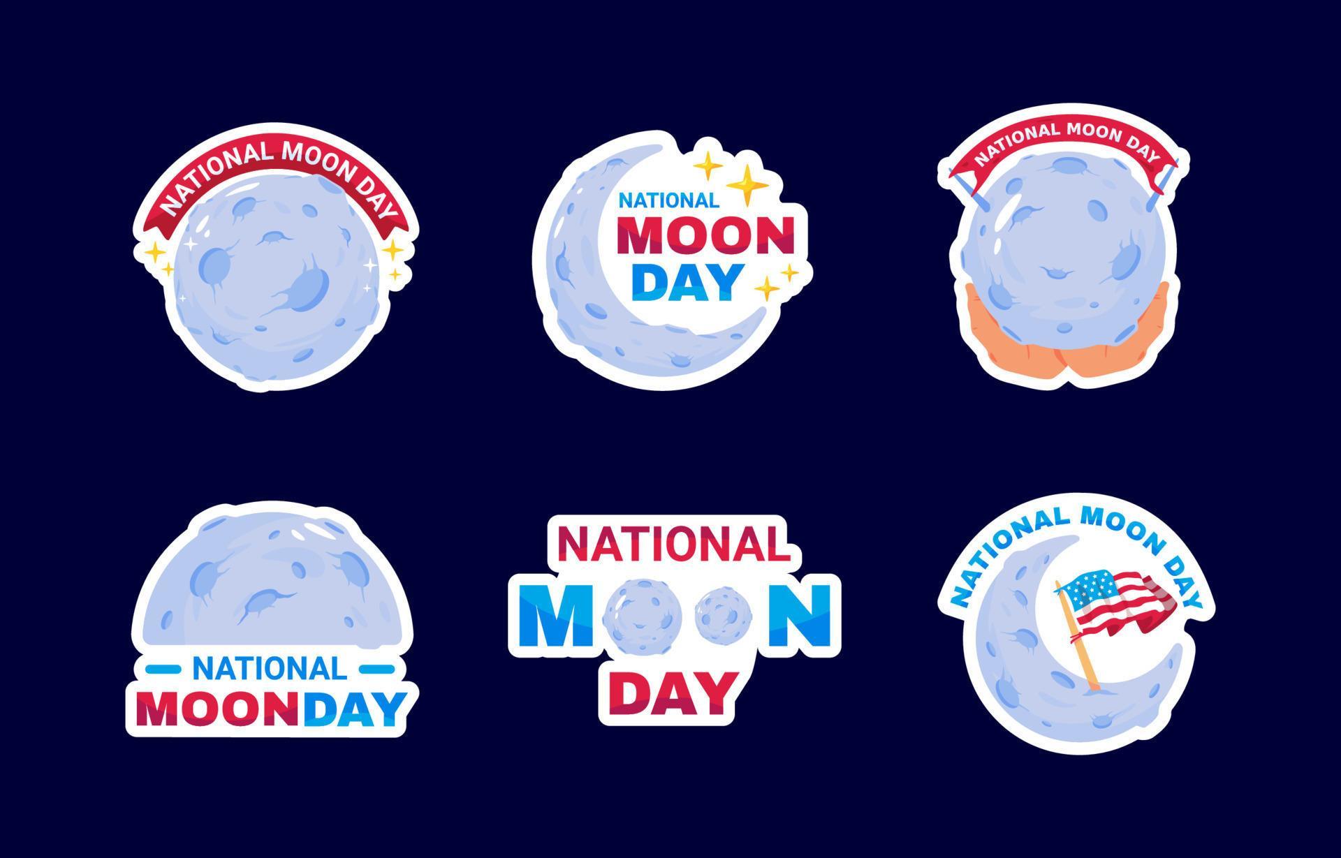 National Moon Day Sticker Set 7815988 Vector Art at Vecteezy