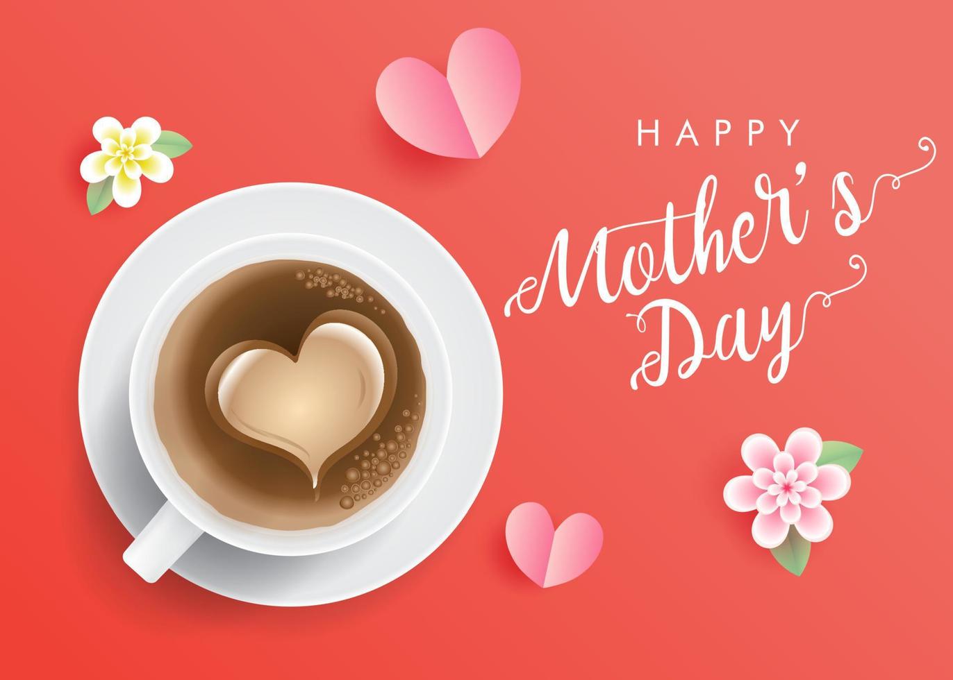 Happy Mothers Day wishes, Happy mother's day greeting card vector banner design, Mom love wallpaper background with realistic 3d tea, coffee and flowers