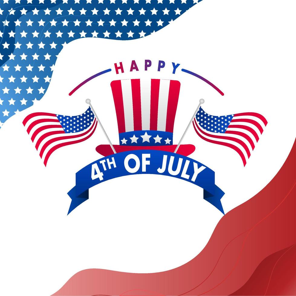 Happy 4th of july, independence day USA, America greeting card template copyspace background banner vector