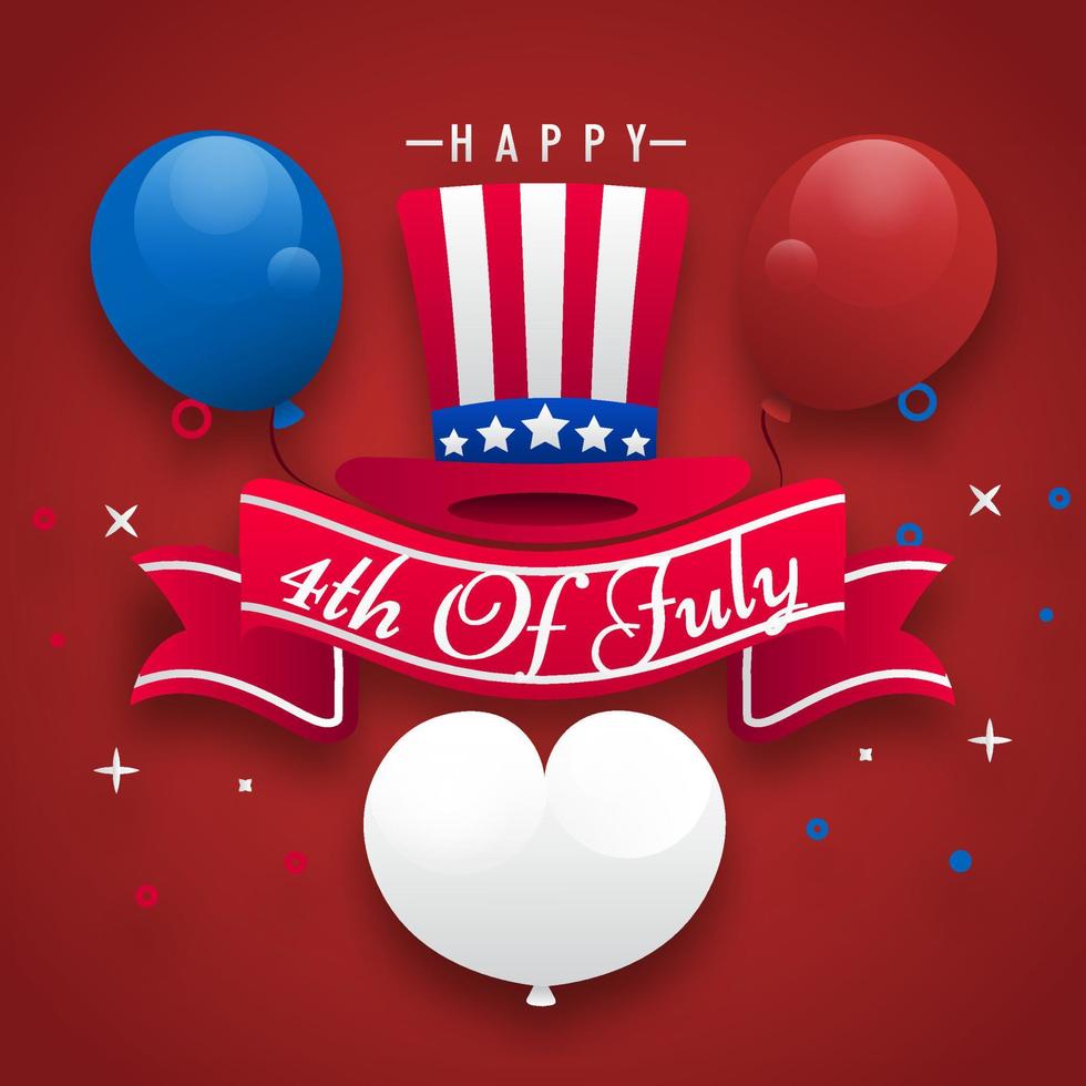 Happy 4th of july, independence day, 3d hat balloon celebration ...