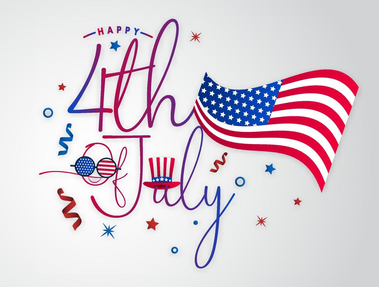 Happy 4th of july USA, America typography text font calligraphy symbol logo vector design