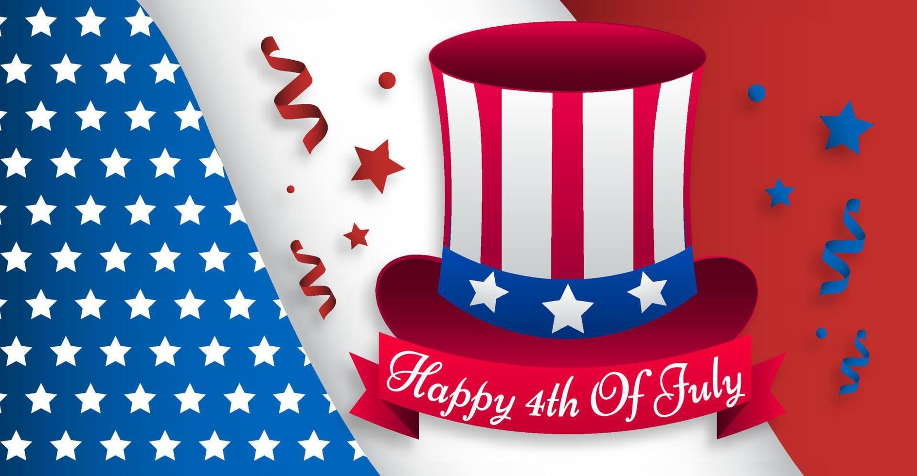 Happy 4th of july, independence day USA, America greeting card template copyspace background vector banner
