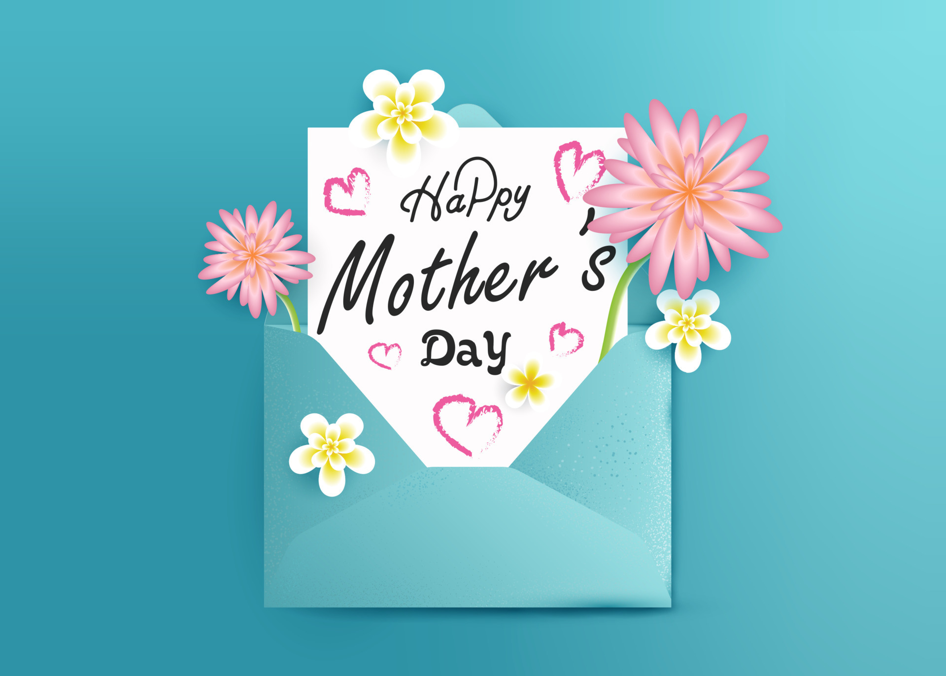 Happy Mother's Day 3D greeting card in envelope, Mothers day wishes for mom,  beautiful elegant floral poster banner, wallpaper vector design 7816030  Vector Art at Vecteezy