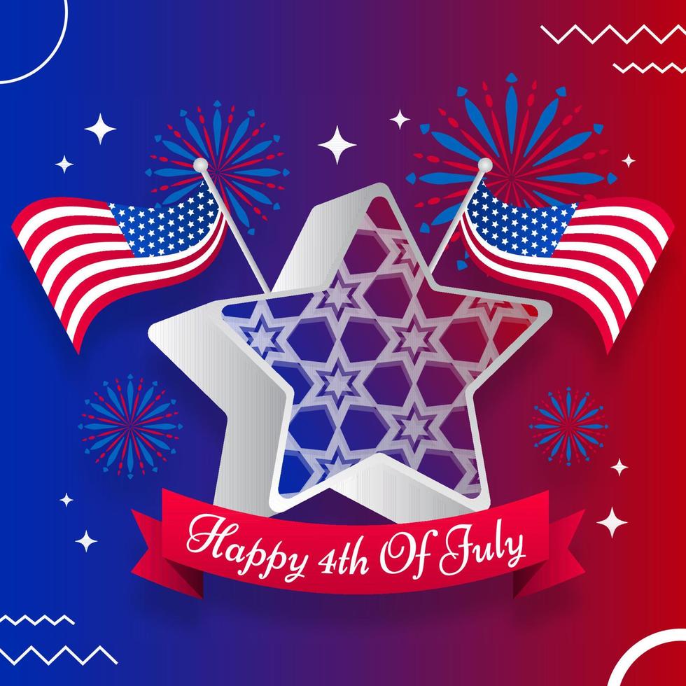 Happy 4th of july, independence day USA, America flag star 3d ...