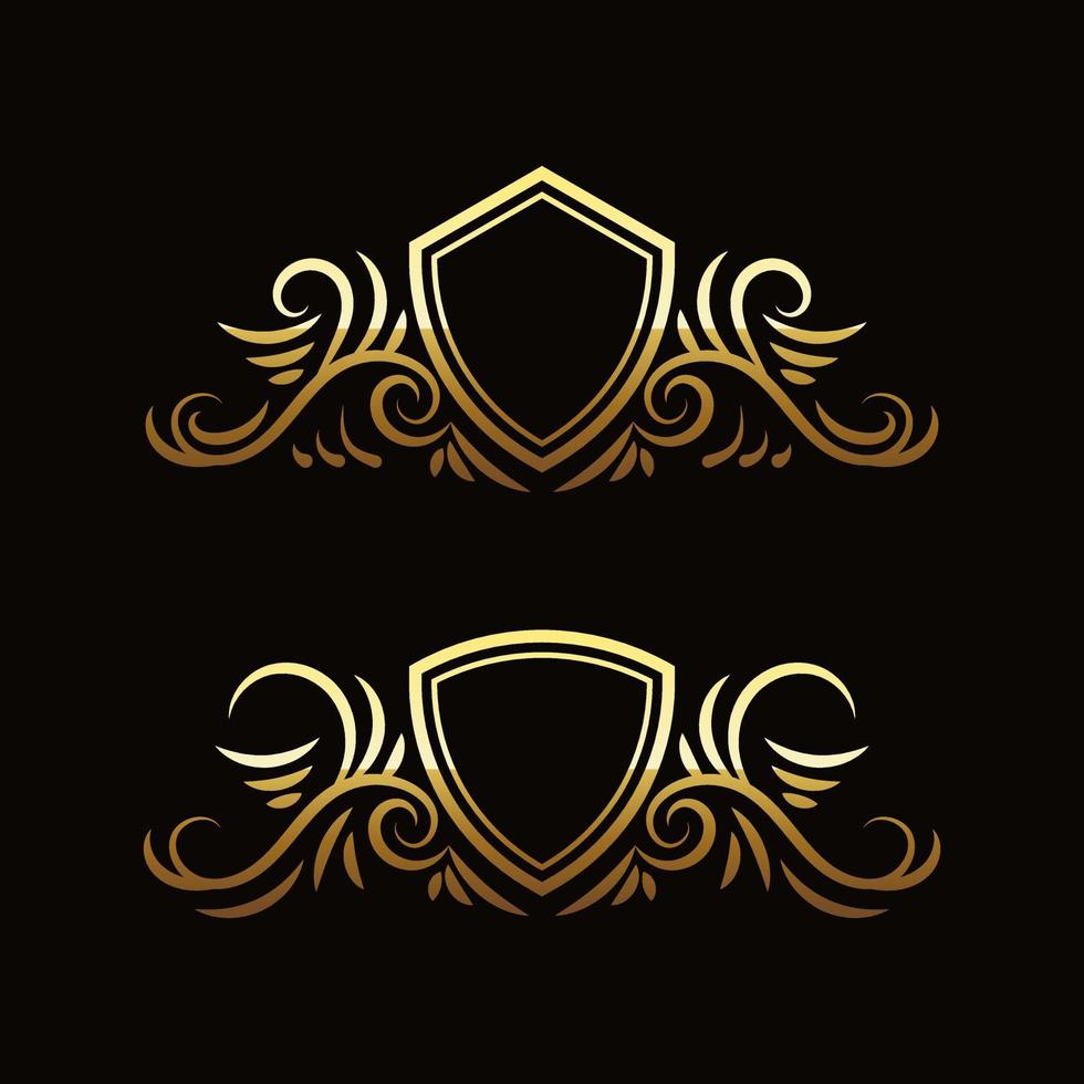Golden shield retro design vector. vector
