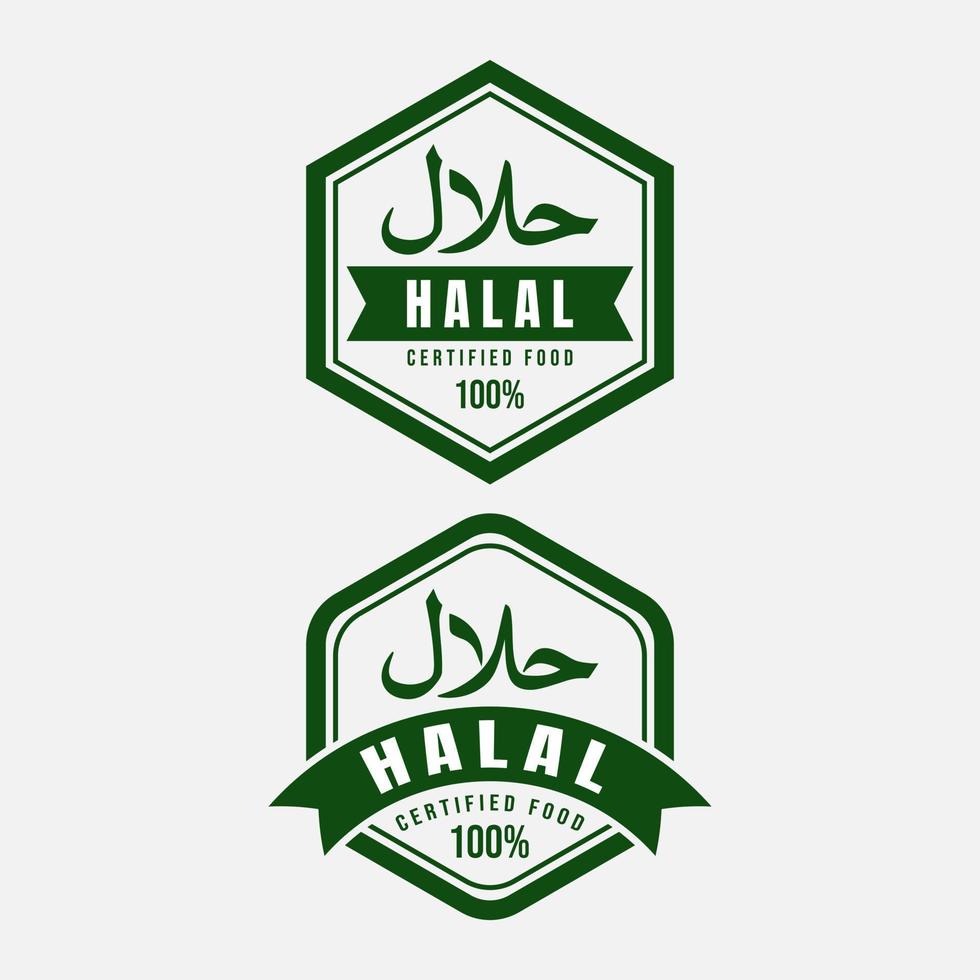 etiqueta halal verde clásica con diseño plano. - vectores. vector