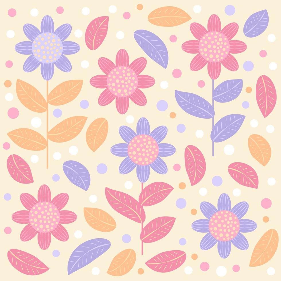 Floral pattern with pink and purple blossoms and leaves perfect for textile wallpaper. - Vector. vector