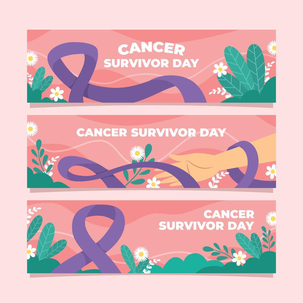 conjunto de banners del día del sobreviviente de cáncer vector