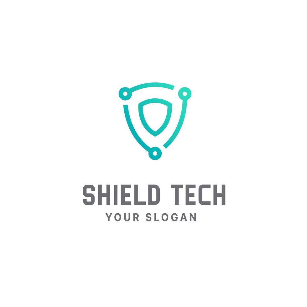 Shield tech logo design template, cyber security, tech logo, shield logo vector