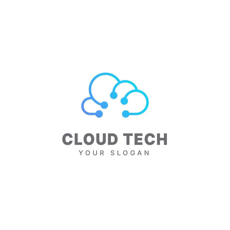 Cloud logo design template cloud technology tech logo cloud data vector