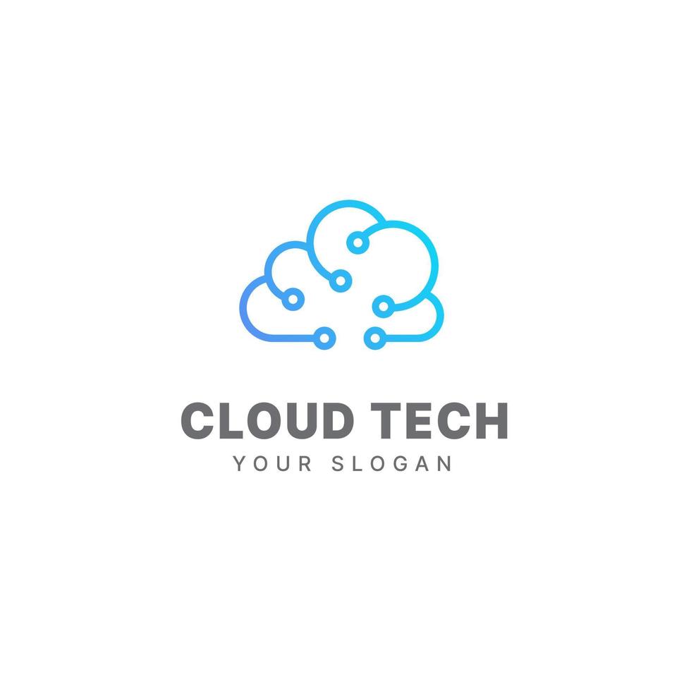 Cloud logo design template cloud technology tech logo cloud data vector