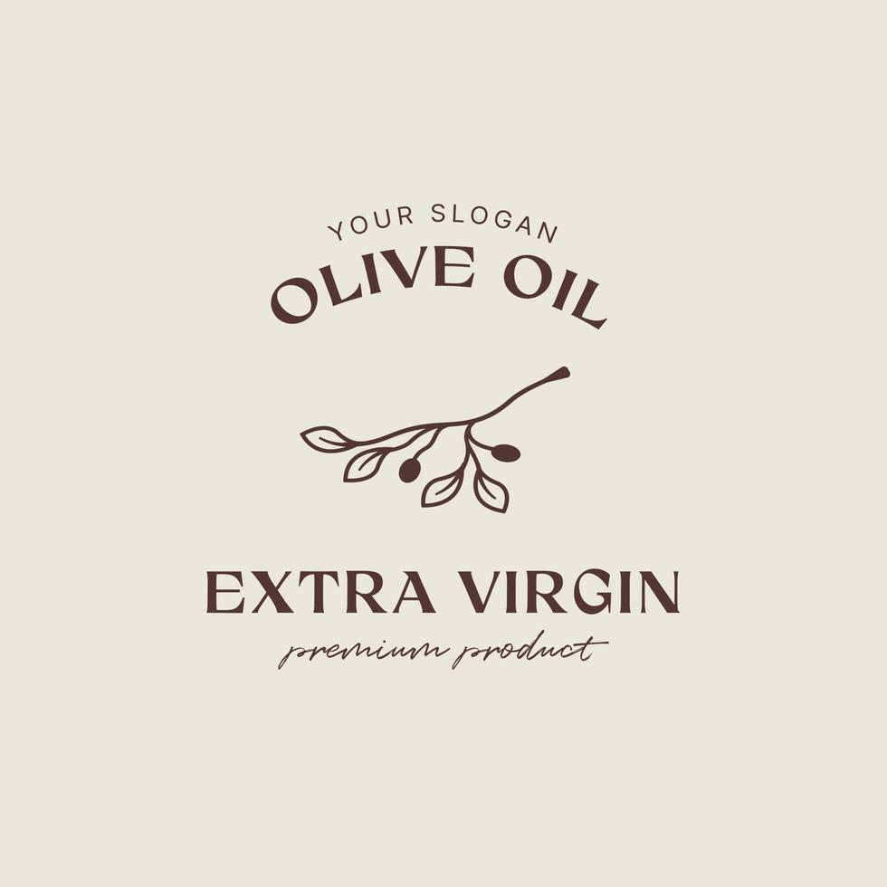 Olive branch logo design template, olive oil, olive leaf, olive logo combination with beautiful typography vector