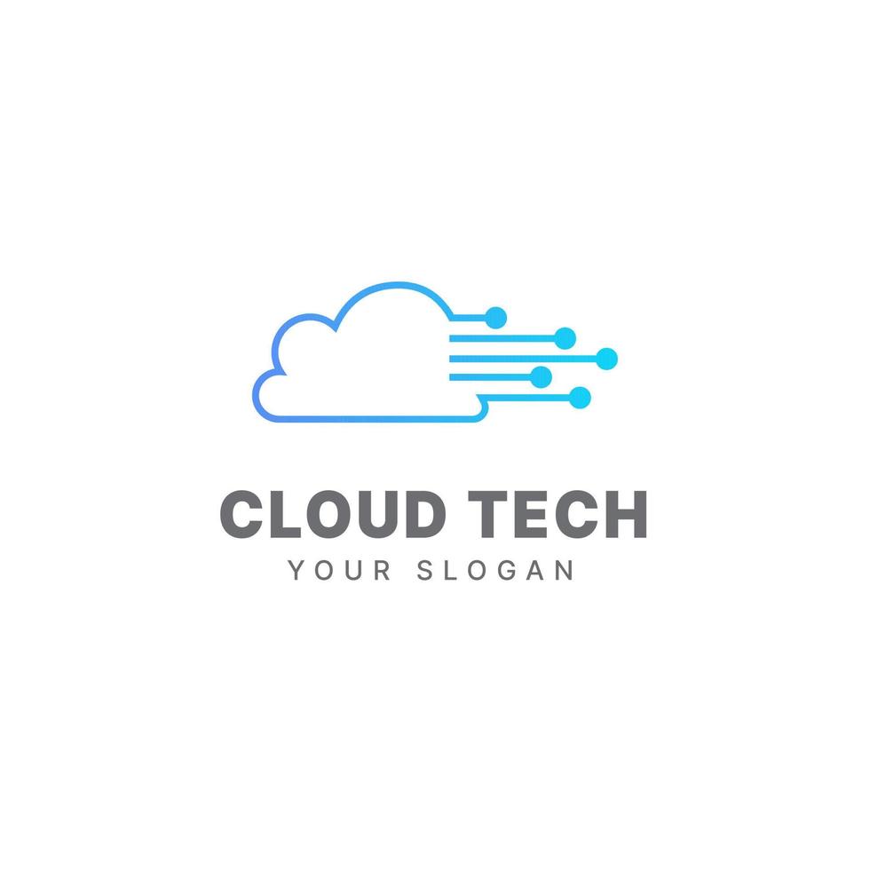 Cloud logo design template cloud technology tech logo cloud data vector