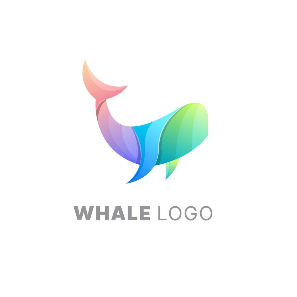 Plantilla colorida degradada de diseño de logotipo de ballena vector